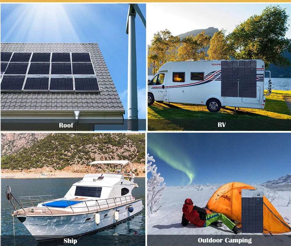100W Schwarz Flexible Solarpanel PV Monokrystallin für Wohnmobil, Balkonkraftwerk, Boot