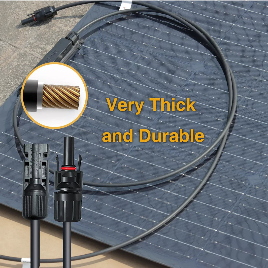 100W Schwarz Flexible Solarpanel PV Monokrystallin für Wohnmobil, Balkonkraftwerk, Boot