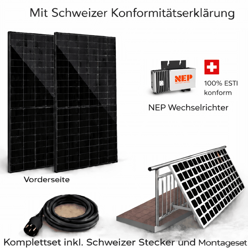 Balkonkraftwerk bifacial, 900 Watt mit 2kwh Speicher, komplett inkl. Halterungen , inkl. Lieferung