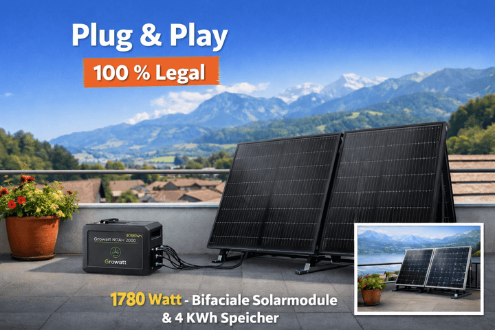 Steckerkraftwerk mit 4 KW Speicher und 4 Solarmodulen mit 1780Watt