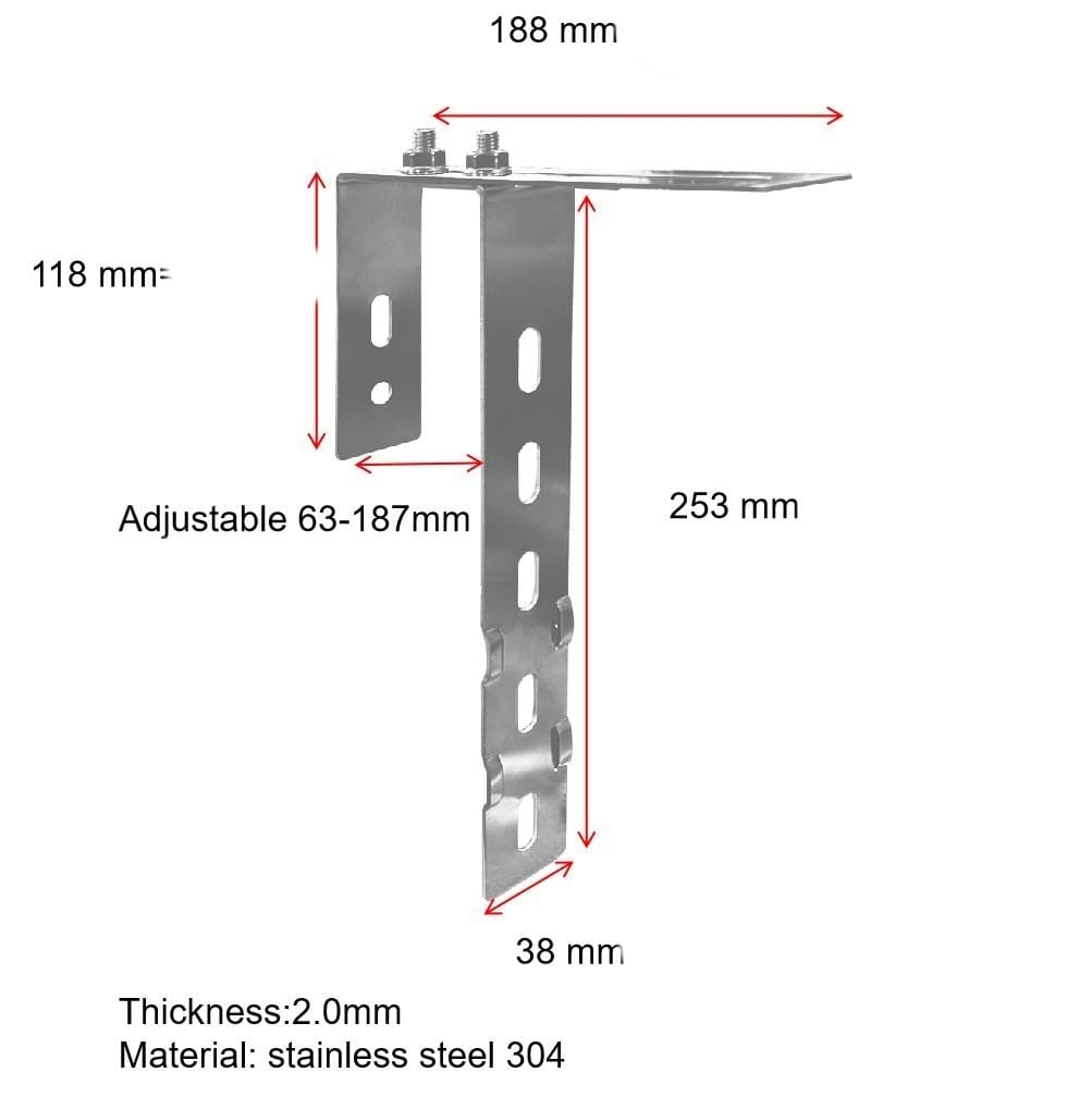 Balkonhaken für Solarmodule - Eckig verstellbar
