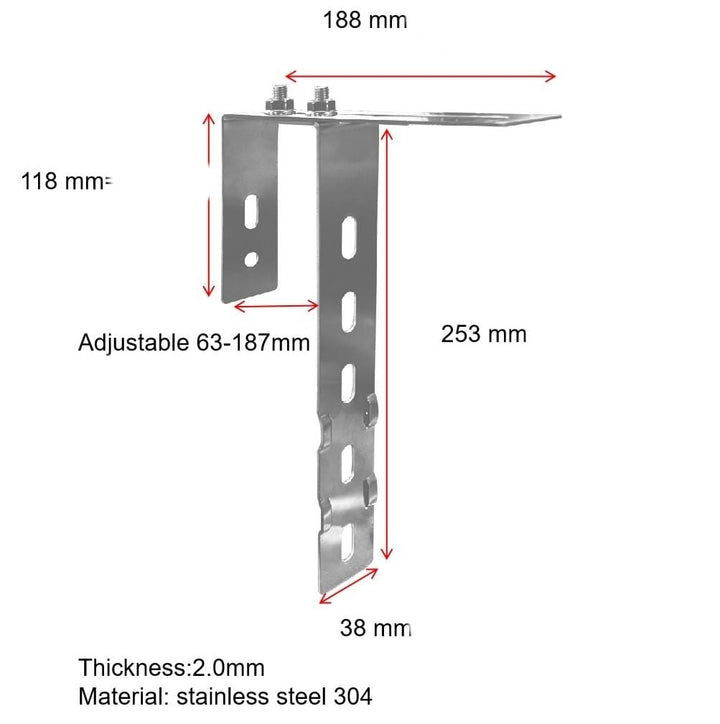 Balkonhaken für Solarmodule - Eckig verstellbar