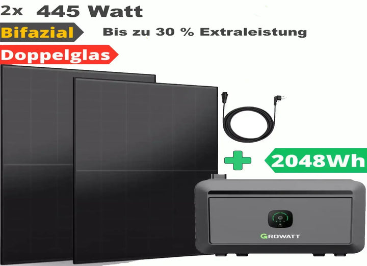 Genehmigungsfrei 2 KW Speicher und Solarmodulen mit 1800 Watt