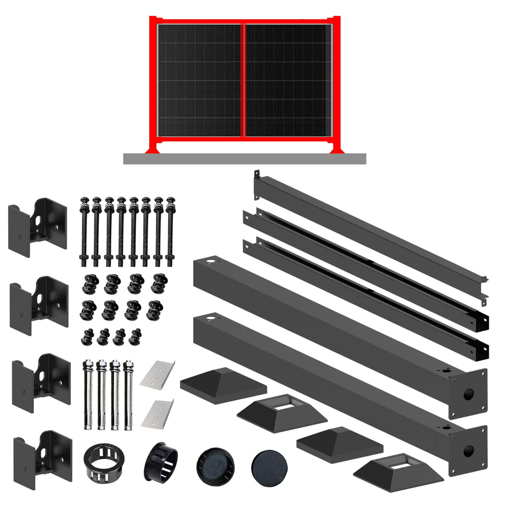 Solarzaun mit 2 Solarmodulen