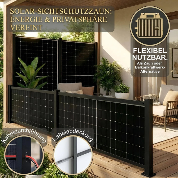 Solarzaun mit 8 Modulen genehmigungsfrei mit 4 kWh Speicher