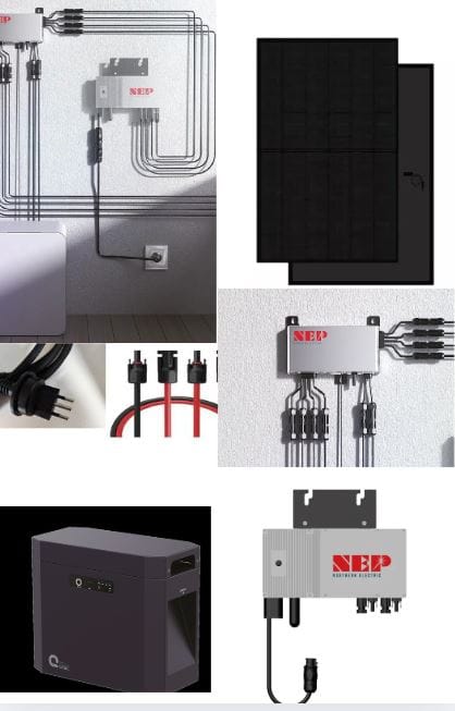 Balkonkraftwerk mit 900/ 600 Watt und 2,7 KWh Batteriespeicher