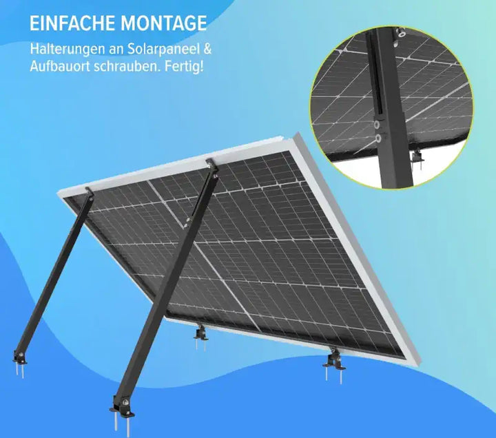 Halterung für  1 Photovoltaik Modul verstellbar Schwarz